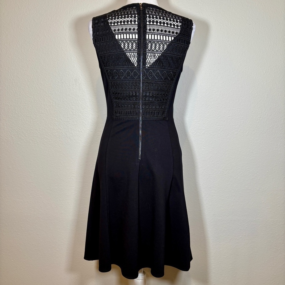 Kobi Halperin Black A-Line Knit Dress with Lace Detail Size 6